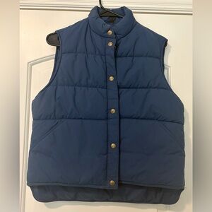 Vintage L.L. Bean Puffer Vest Womens Medium Blue Goose Down Snap USA MADE 90s
